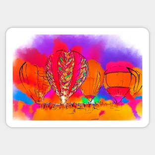 Hot Air Balloons In Subtle Abstract Sticker